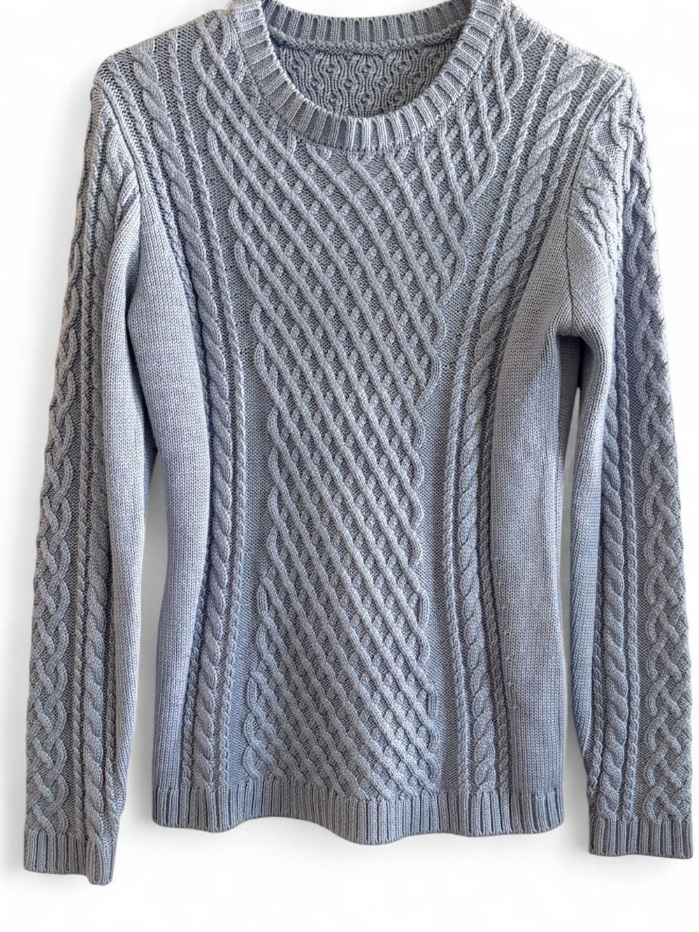 Men's Cable Knit Crewneck Sweater - Light Gray